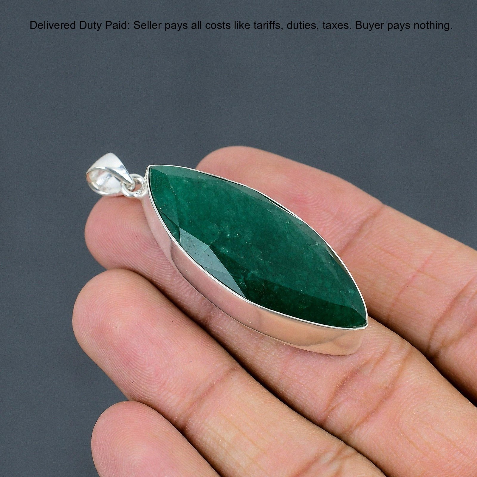 Christmas Sale 925 Sterling Silver Zambian Emrald Gemstone Wife Pendant Jewelry
