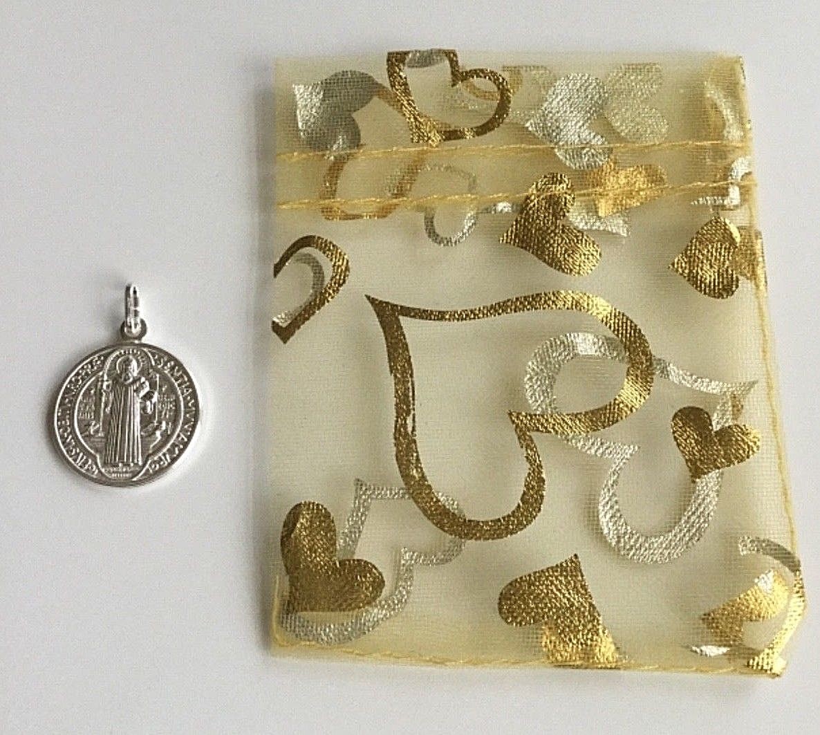 MEDALLA DE SAN BENITO PLATA 925/ITALIAN 925 SILVER SAINT BENEDICT PENDANT-20mm#1