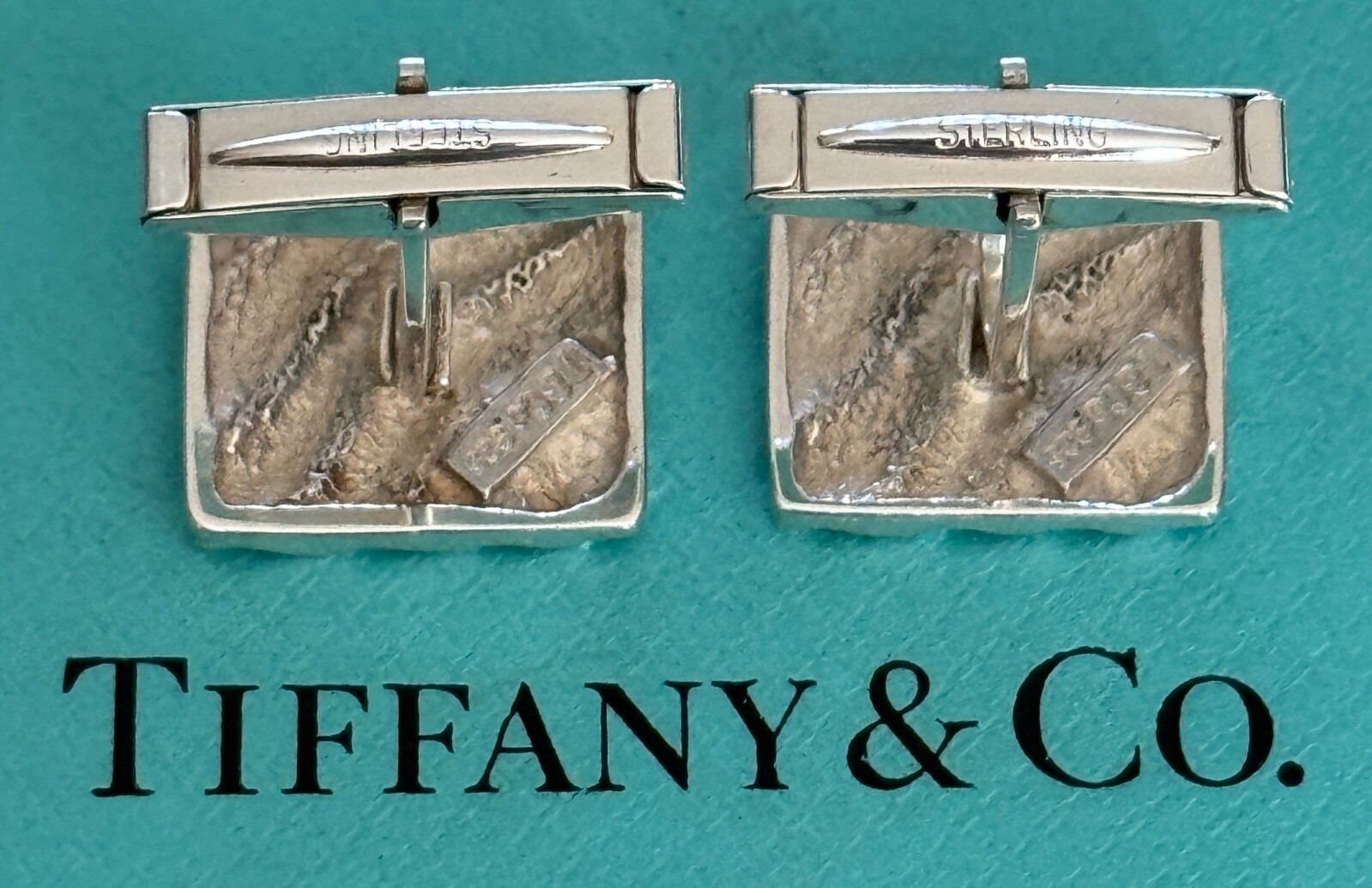 Tiffany & Co. Cufflinks Square Wave Sterling Silver 925 Vintage