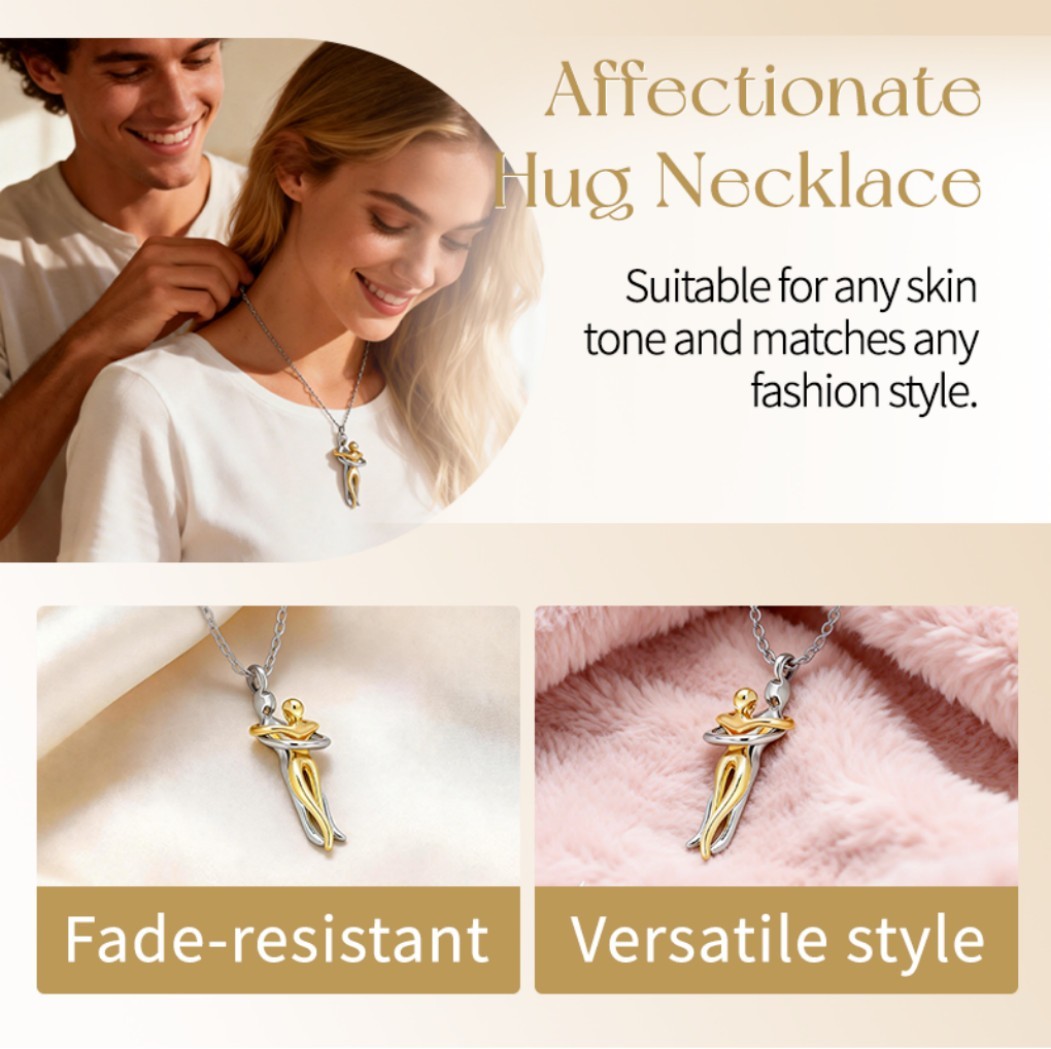 2026 Promise Couple Hug Necklace Hugging Pendant Lovers Jewelry Gift