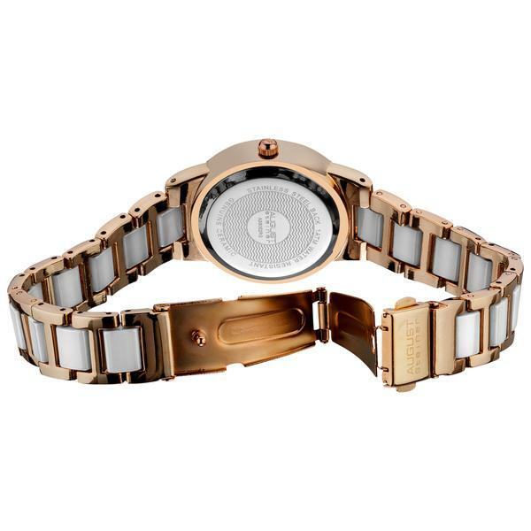 August Steiner AS8052RG Crystal Glitz Ceramic Link Bracelet Womens Watch