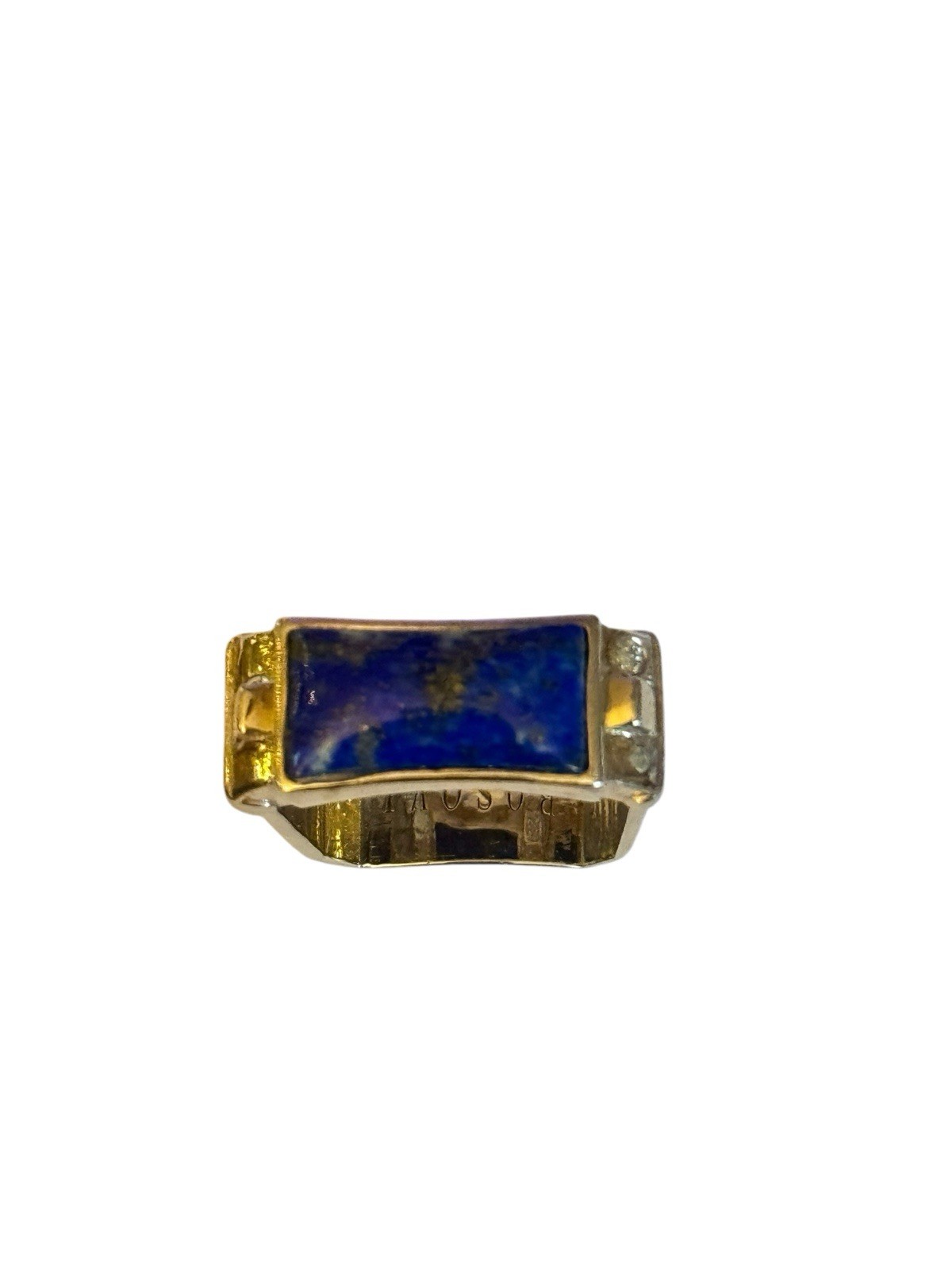 Bosovi Sterling Silver Lapis Lazuli Cushion Diamond Ring 925 square band size 9