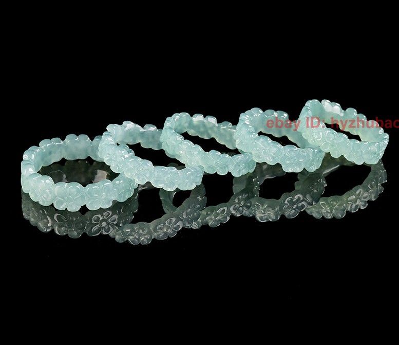 Certified Natural Burma Grade A Jade jadeite Carving Flower Lucky Unisex Ring