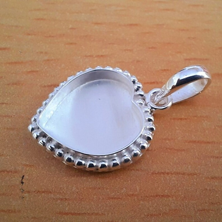 925 Sterling Silver 4mm Heart Bezel Pendant Blank DIY Resin Jewelry Setting