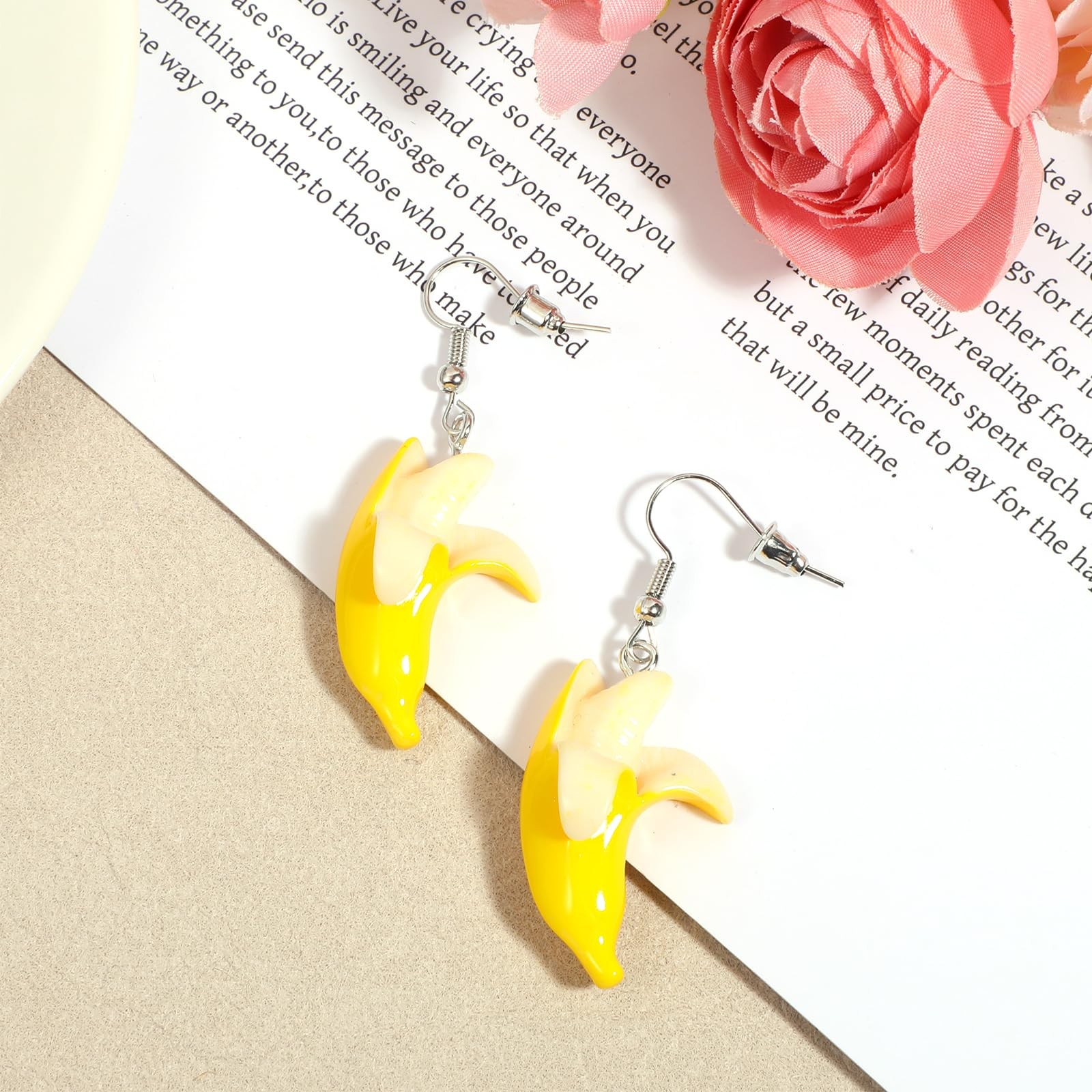 3D Resin Imitate Fruits Dangle Earrings, Banana Dangle Earrings, Imitate Food…