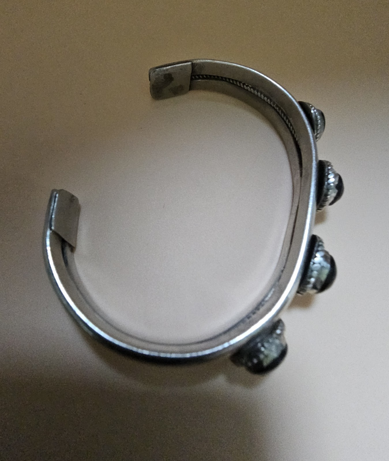 Sterling Silver Black Onyx Cuff Bracelet Handmade Artisan Modernist Southwestern