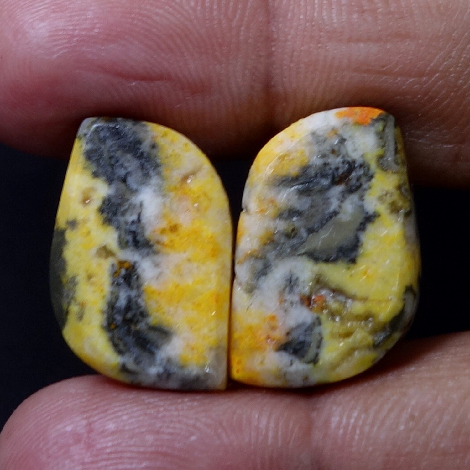25.20 CT Untreated Bumble Bee Jasper Pair Cab (14X20 MM) Earring Supply Gemstone