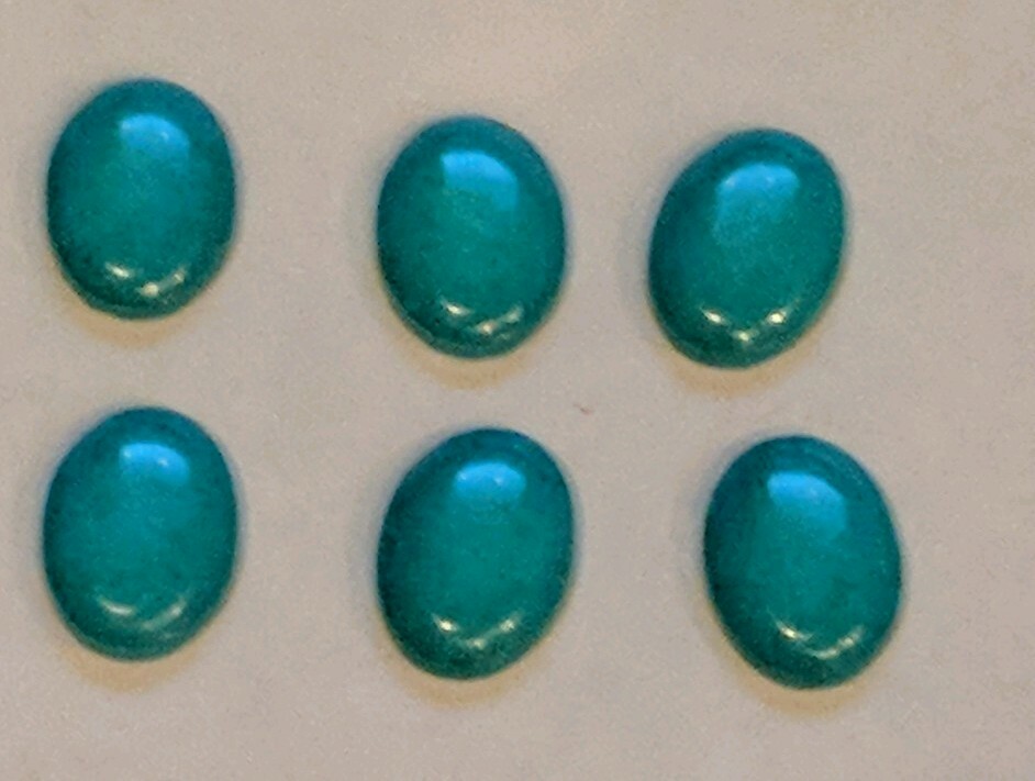 Antique Vintage Oval Faux Turquoise Cabochon Stone 6/set 9.5 mm x 6.5 mm #SE18
