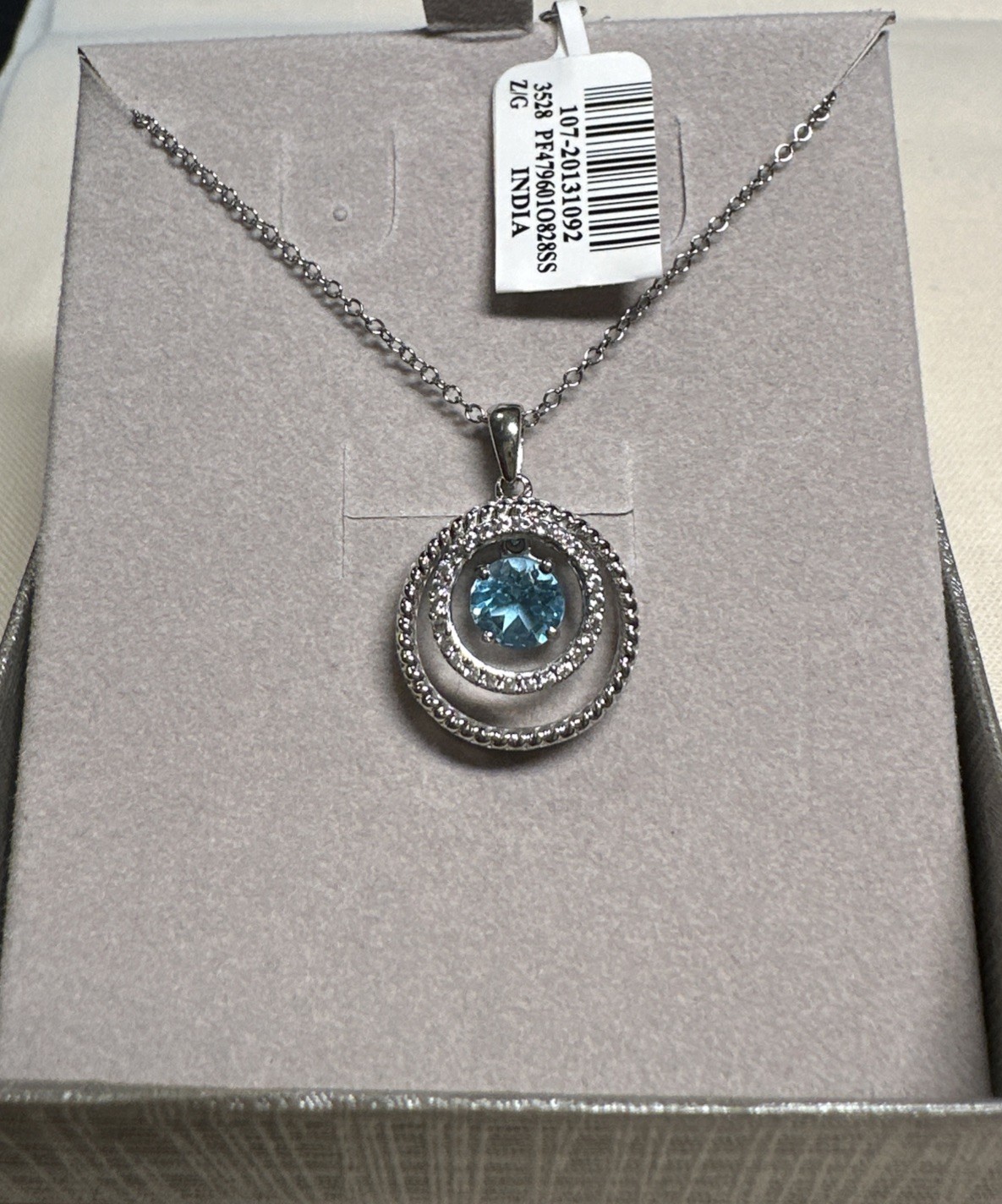 *NEW* ZALES Jewelers Sterling Silver Swiss Blue Topaz & White Sapphire Necklace