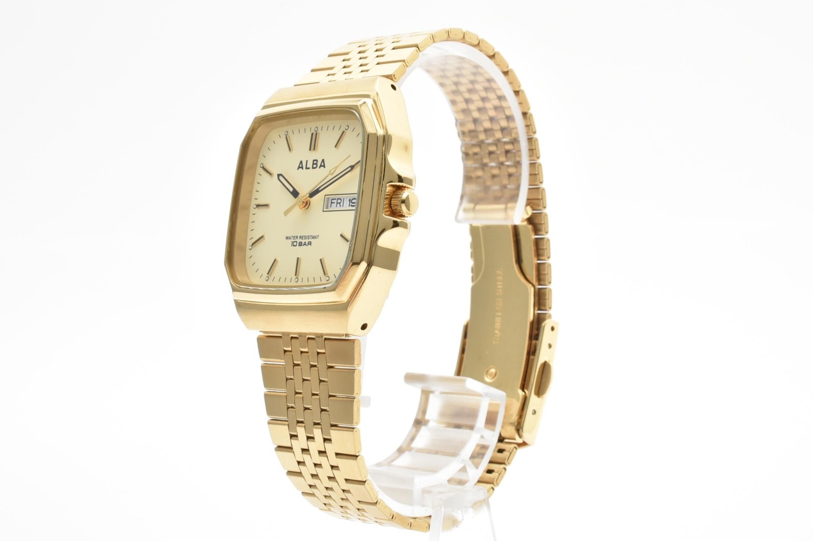 [NEAR MINT] SEIKO ALBA 7N33-K003 Quartz Day Date Gold Tone Men?s Watch Japan