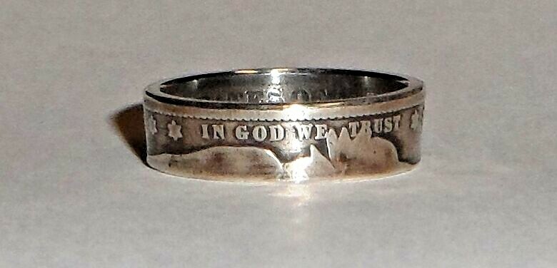 RING HANDMADE FROM 100 YEAR OLD SILVER BARBER US QUARTER COIN size 4-8