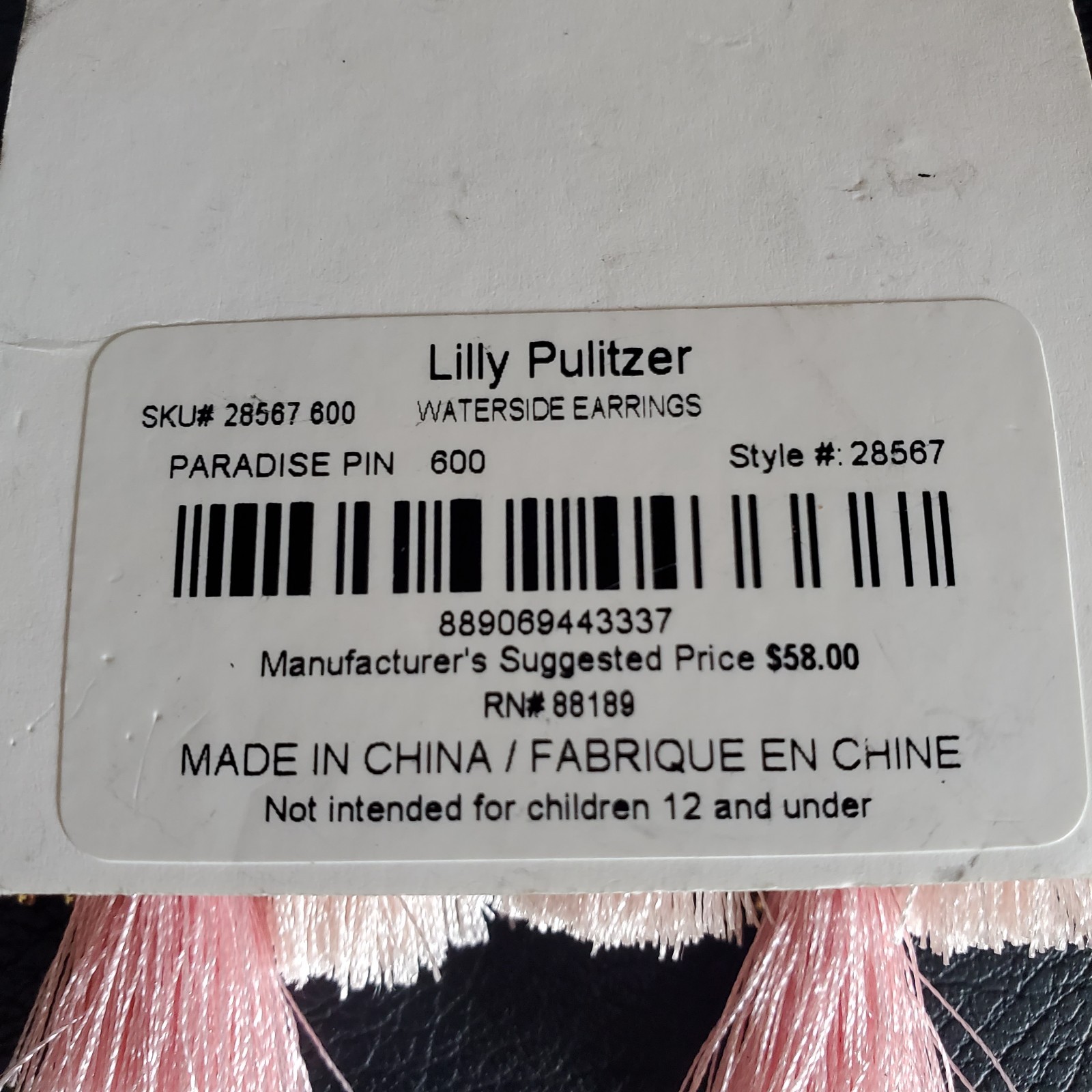Lilly Pulitzer Waterside Earrings in Paradise Pink NWT Vacation Resort Cruise