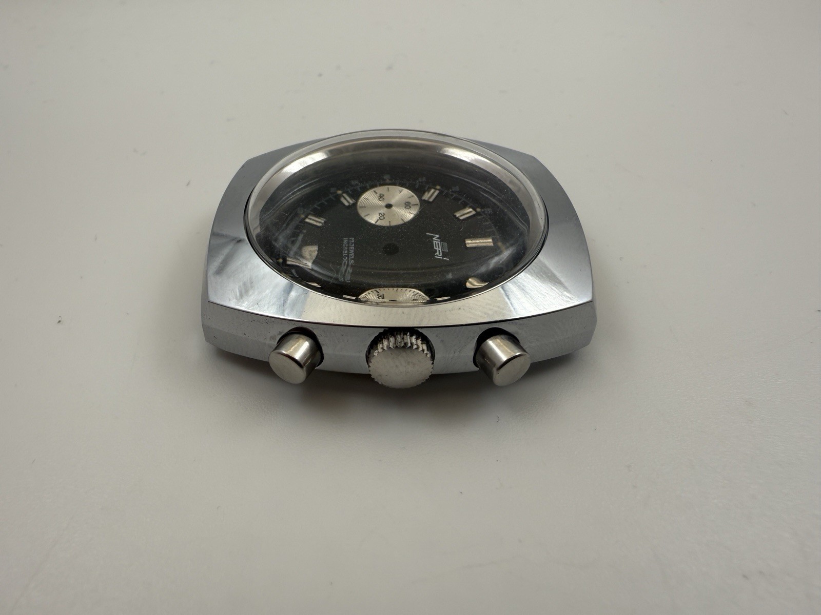 NOS Swiss Made Valjoux 7733 Chronograph Case with 30.5 mm Neri Dial