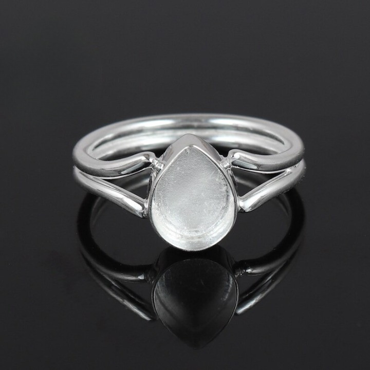 925 Sterling Silver 5x7mm Pear Bezel Ring Blank Handmade DIY Jewelry Setting