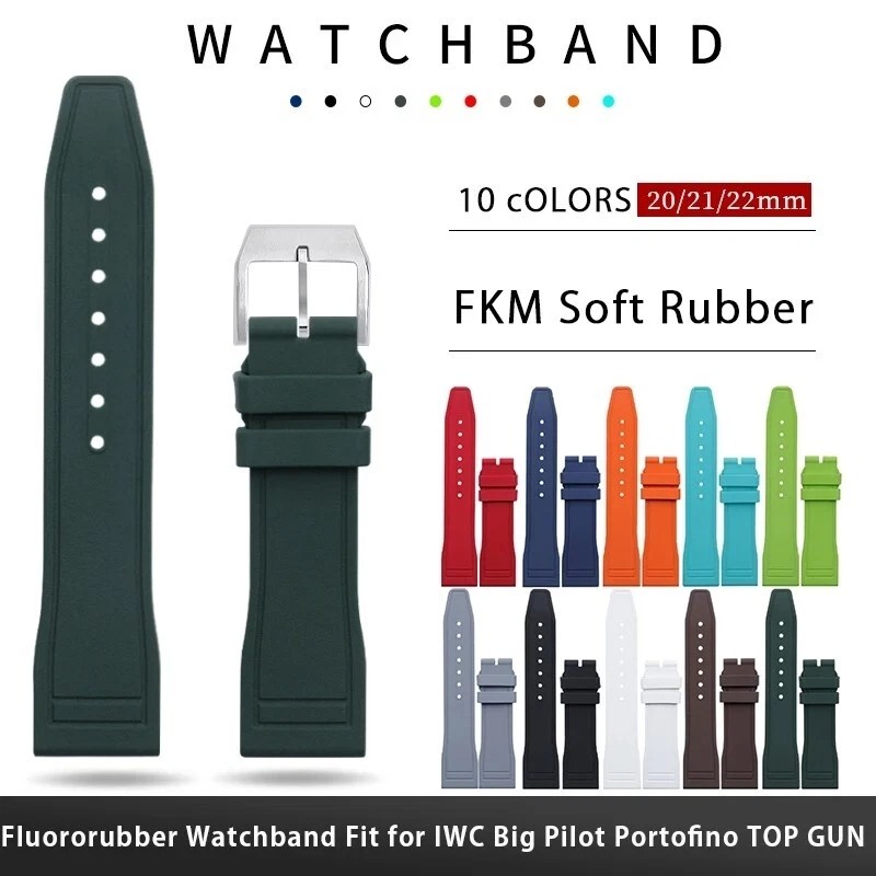 20 21 22 Waterproof FKM Rubber Strap Band Fits IWC Big Pilot Portofino TOP GUN
