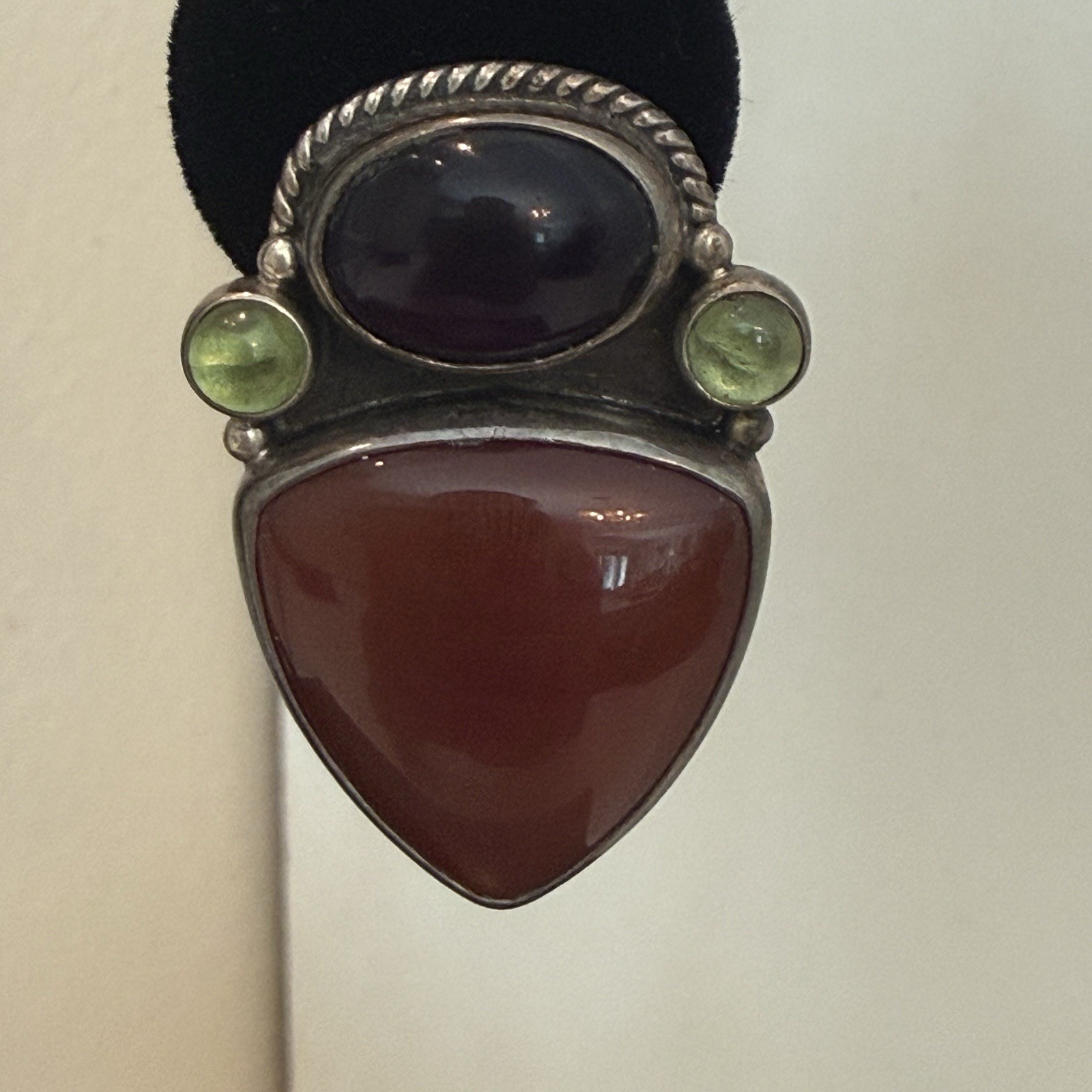Rêve Sterling Silver Multi Gemstone Stud Earrings Signed Vintage Artisan