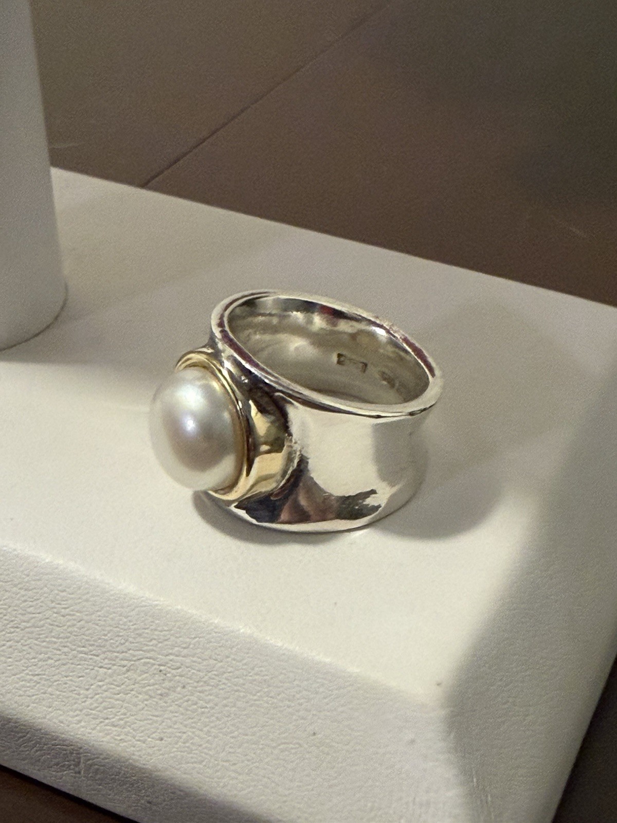 Ross-Simons 9.5-10mm Cultured Pearl Ring in Sterling Silver With 14kt Gold Italy