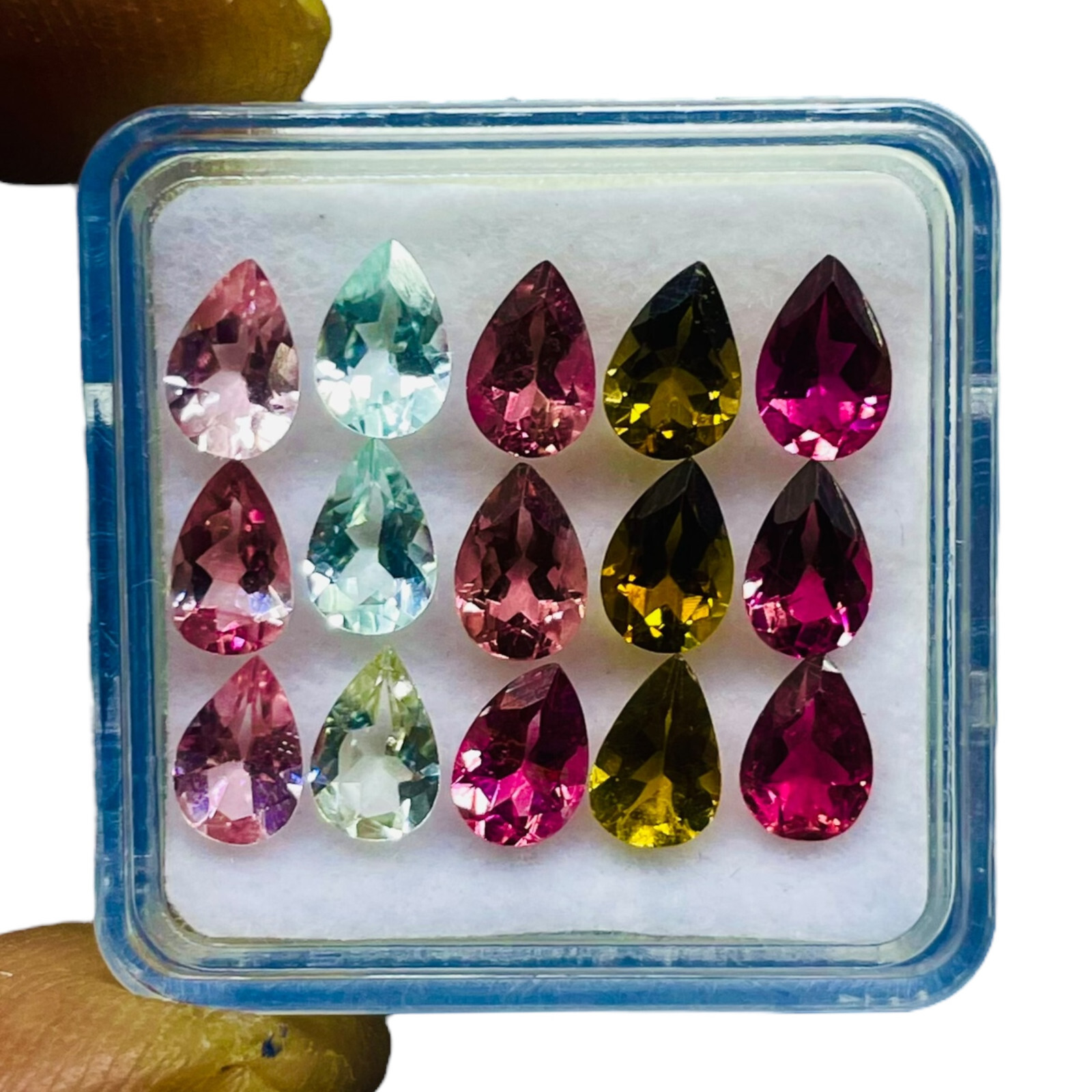 VVS 15 Pcs Natural Multi Tourmaline 6x4mm Pear Cut Loose Untreated Gemstones Lot