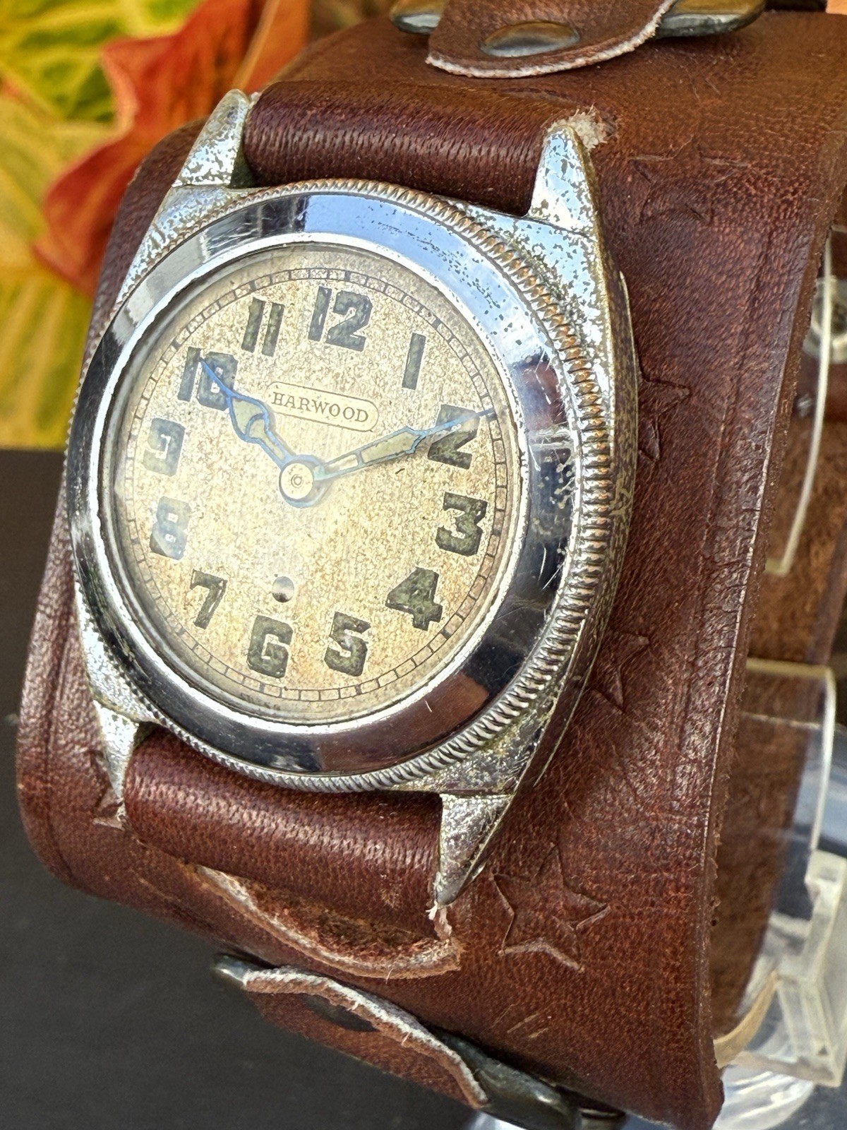 Rare Vintage 1920s Harwood Bumper Automatic 15J 30mm Watch Estate Sale Runs