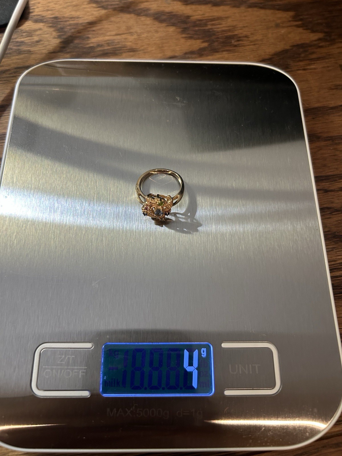 Vintage 10KT Gold Multi-Topaz GemstoneFlower Ring (Size 6.75)