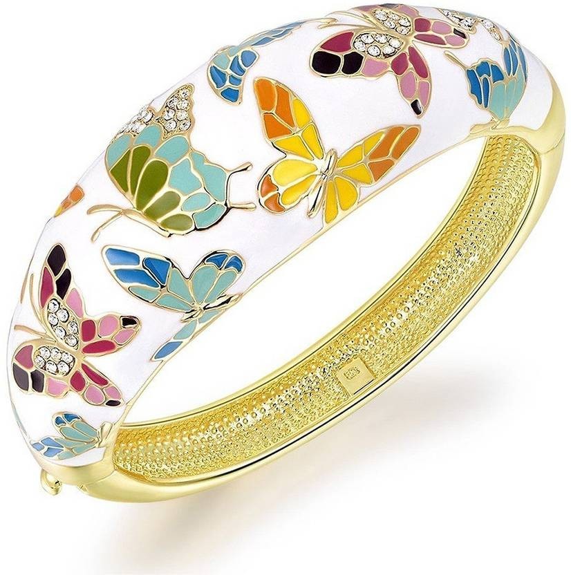 Colorful Butterfly Pendant Necklace and Earrings Set Gold Plated Enamel Jewelry