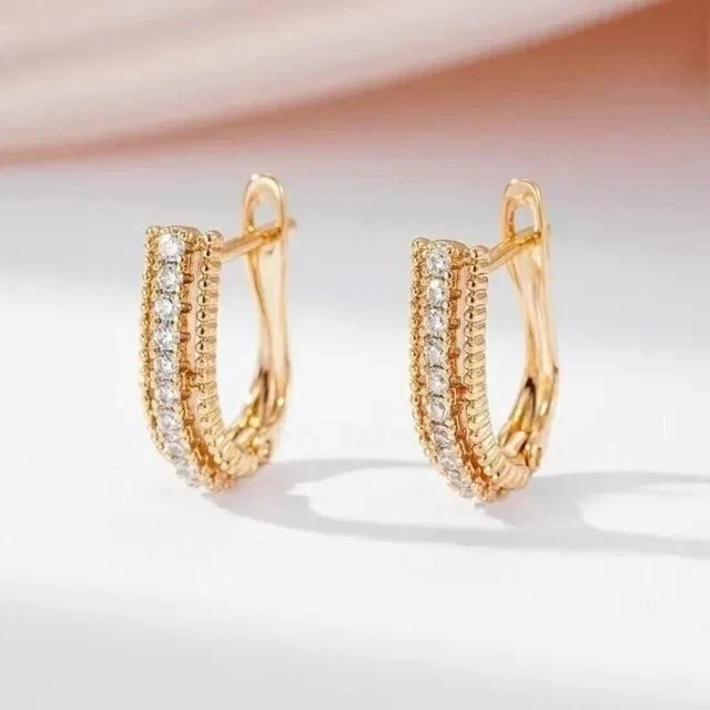 Engagement Women Hoop Earrings Round Cut Simulated Diamond 925 Starling Silver