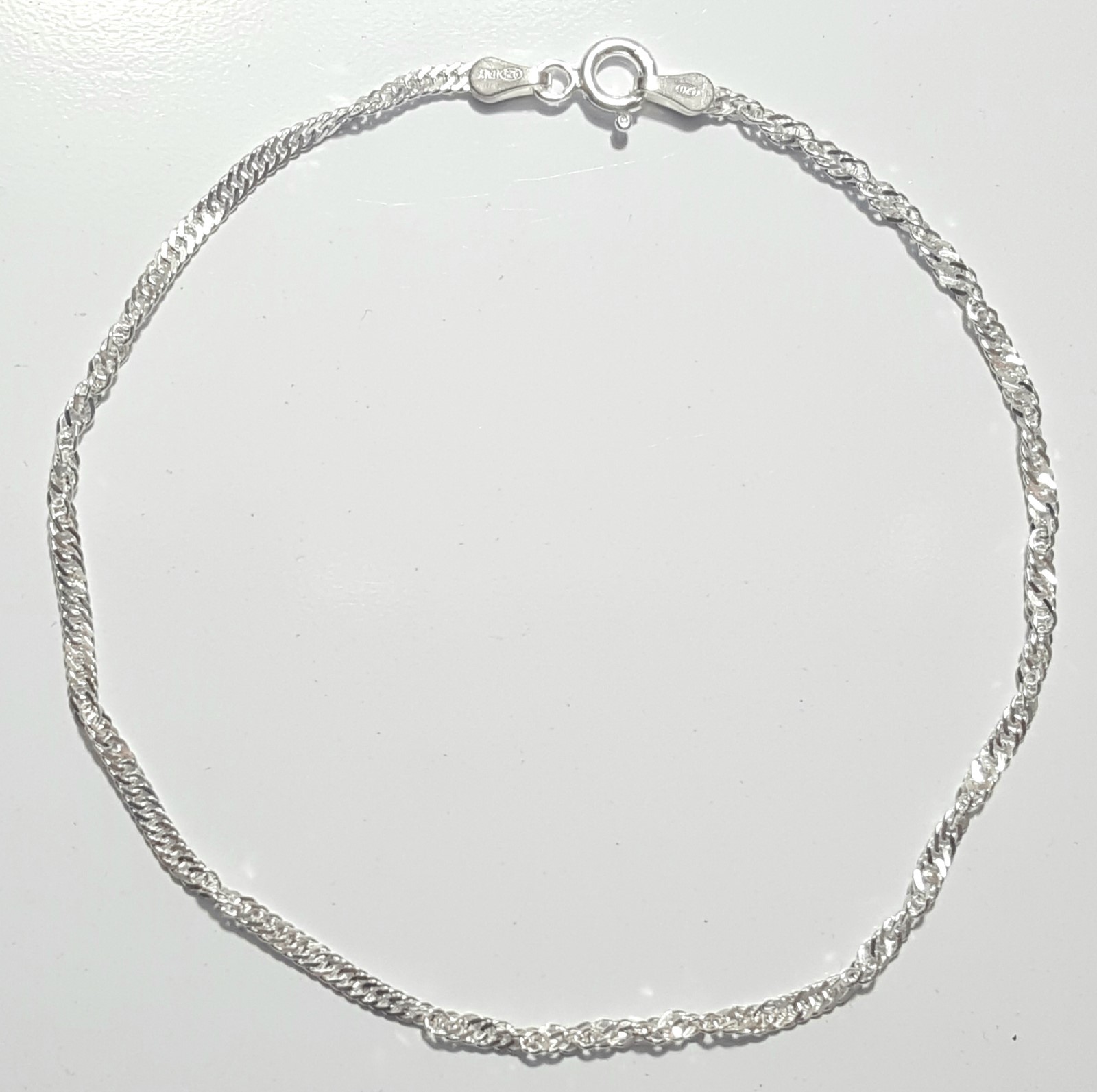 Singapore Ankle Bracelet 10 inch Long 925 Sterling Silver Anklet