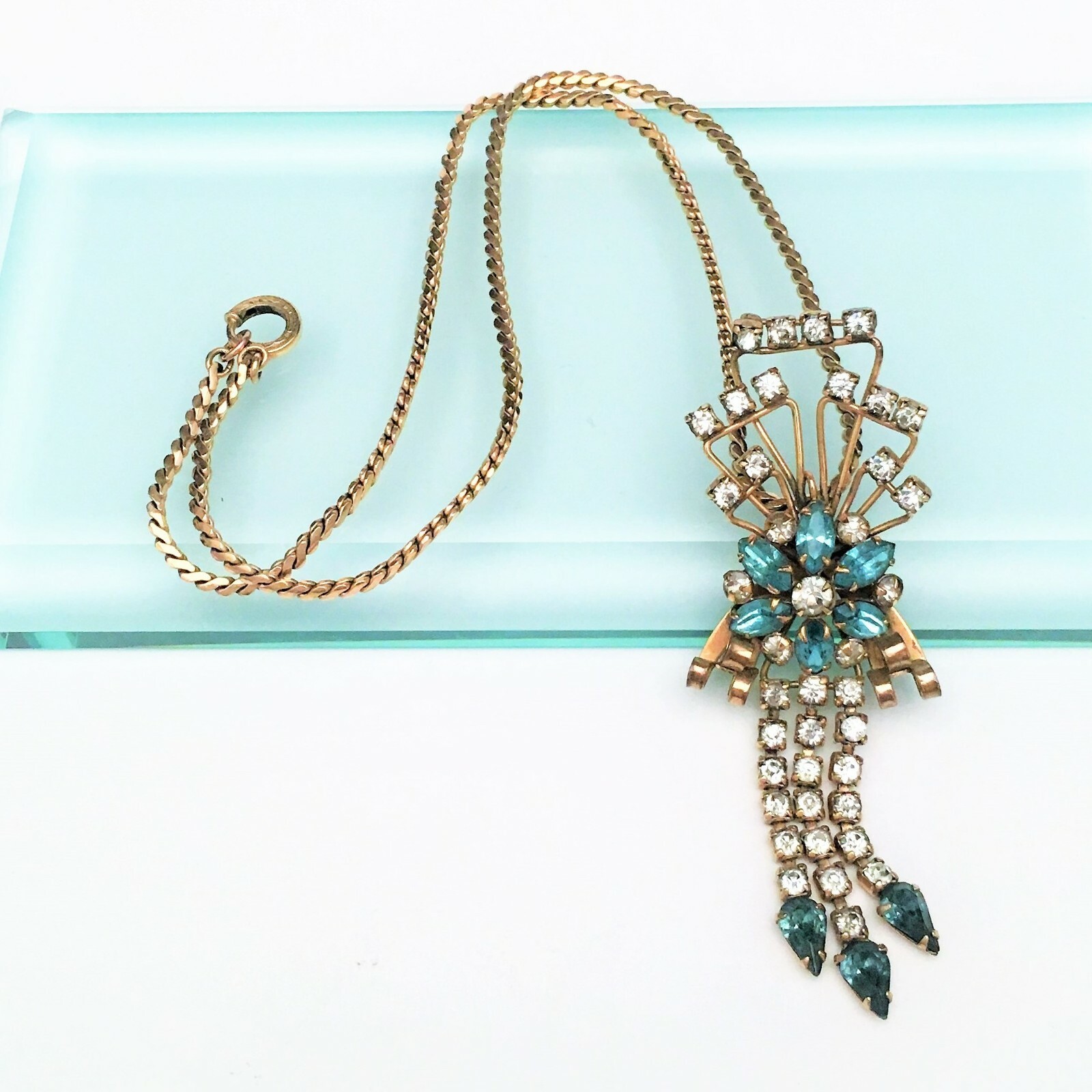 1950’s Signed M & S Co. Gold Filled and Rhinestone Necklace/Brooch
