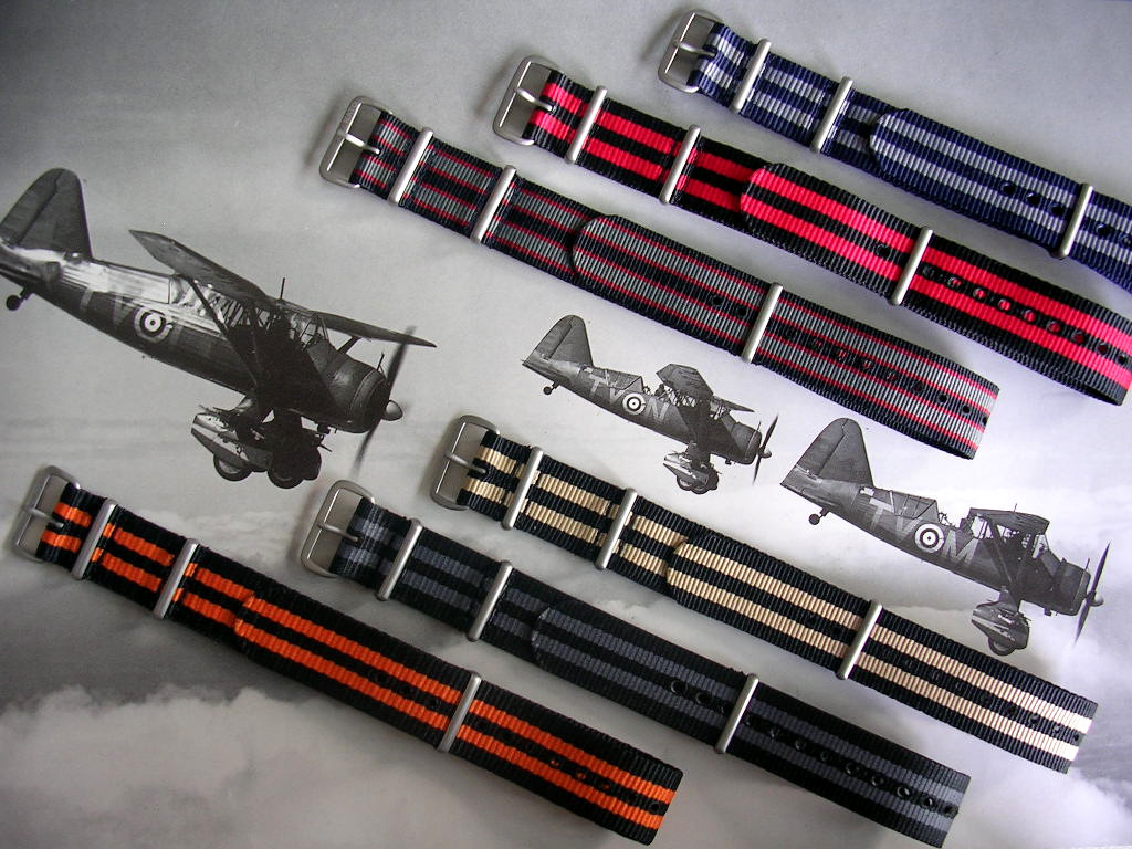 18mm Black-Red NATO g10® RAF Pilot nylon watchband strap Bond IW SUISSE 20 22 24