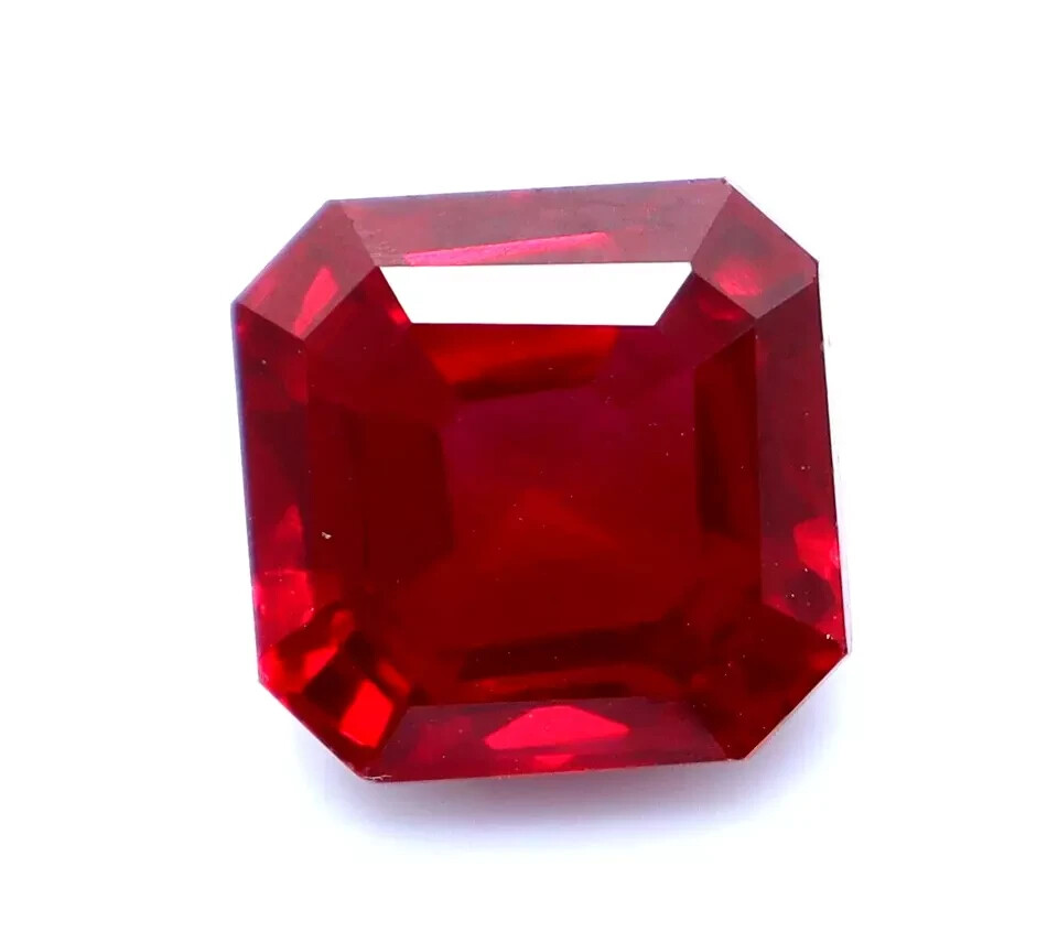 4.70 Ct Natural Flawless Red Ruby Certified Asscher Cut Loose Stunning Gemstone