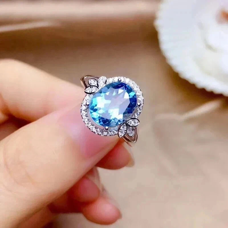 2Ct Oval Cut Lab-Created Blue Topaz Women’s Wedding Ring 14K White Gold Plated