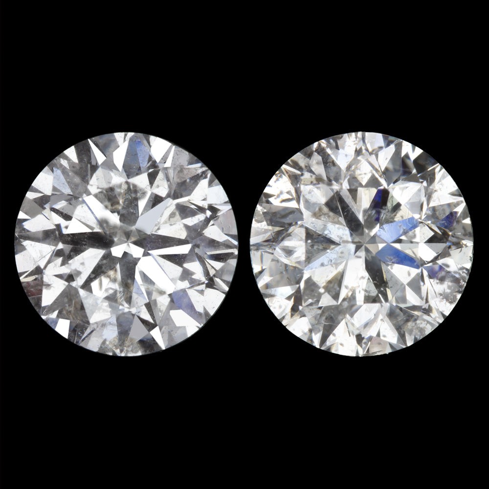 2.60ct E-F VERY GOOD CUT DIAMOND STUD EARRINGS ROUND NATURAL MATCHING PAIR 2.5ct