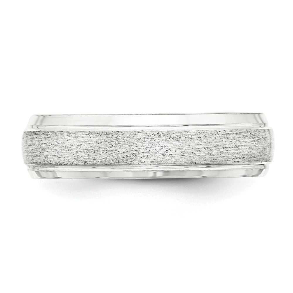 Sterling Silver 6mm Domed with Grooved Beveled Edge Fancy Band Ring Size 12