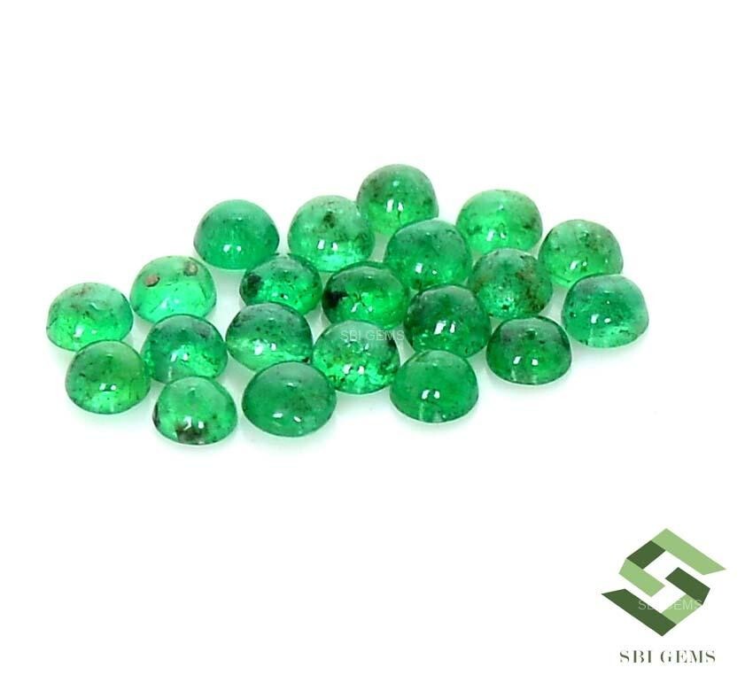 3x3x1.6 mm Natural Round Emerald Cabochon 21 Pcs Lot 2.50 Cts Loose Gemstones