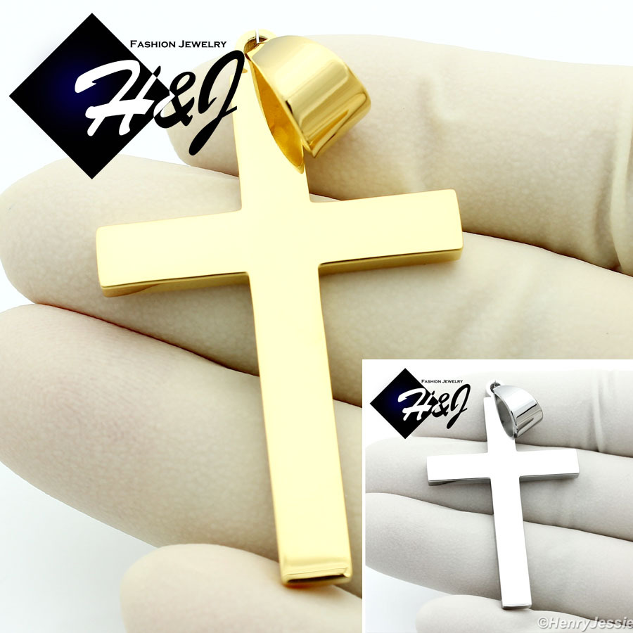 MEN WOMEN Stainless Steel Silver/Gold Plated Simple Plain Cross Pendant*P64