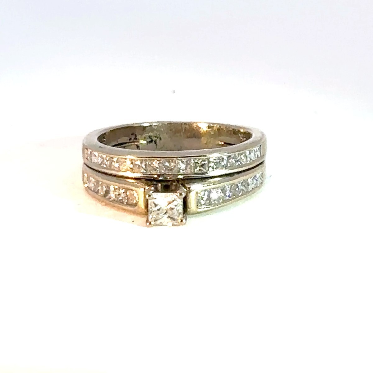 Gold Diamond Wedding Ring Set 1.00 C.T.W. 14K White Gold 6.3g Size 6 (KN1014829)