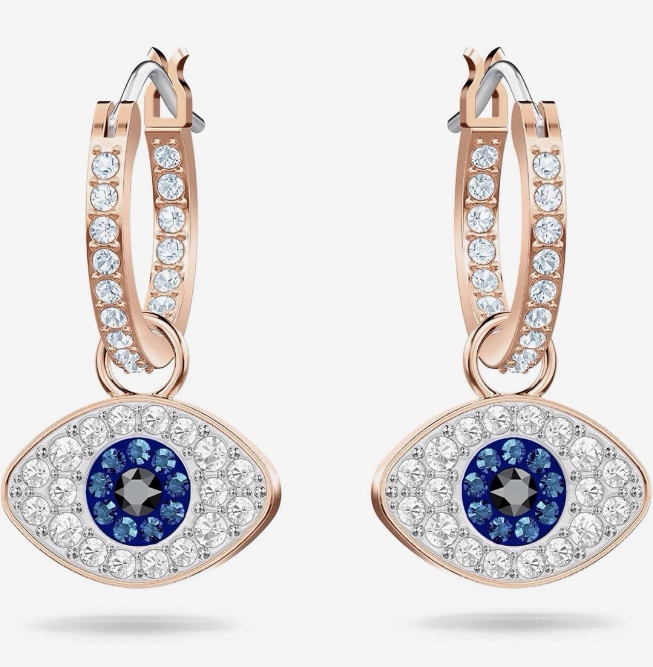 Swarovski Symbolica Hoop Earrings Evil Eye, Blue, Rose Gold-Tone Plated 5425857