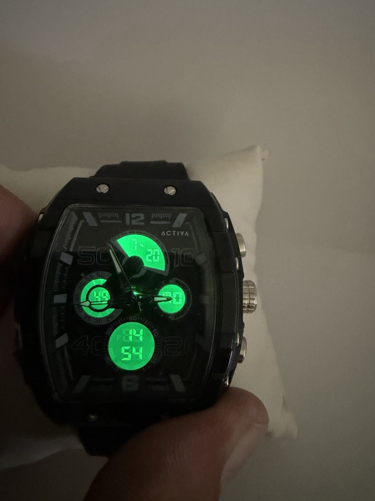 Activa Men’s Sport Analog-Digital Quartz LED Watch Black Silicone Strap 45mm