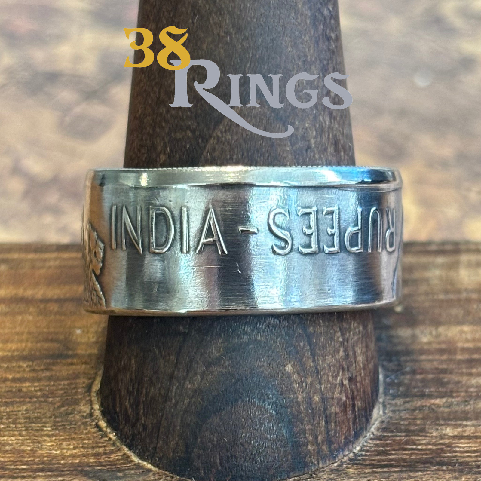 EXCLUSIVE SILVER India Ashoka Lion 10 Rupees COIN RING 1972 SIZE 5-18 Heirloom