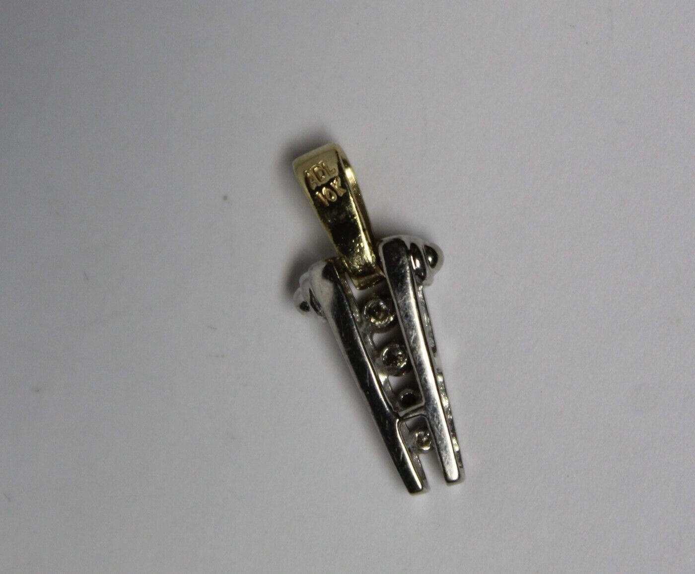 Sweet Two Tone 10K Yellow & White Gold Diamond Pendant Hallmarked ADL (R)