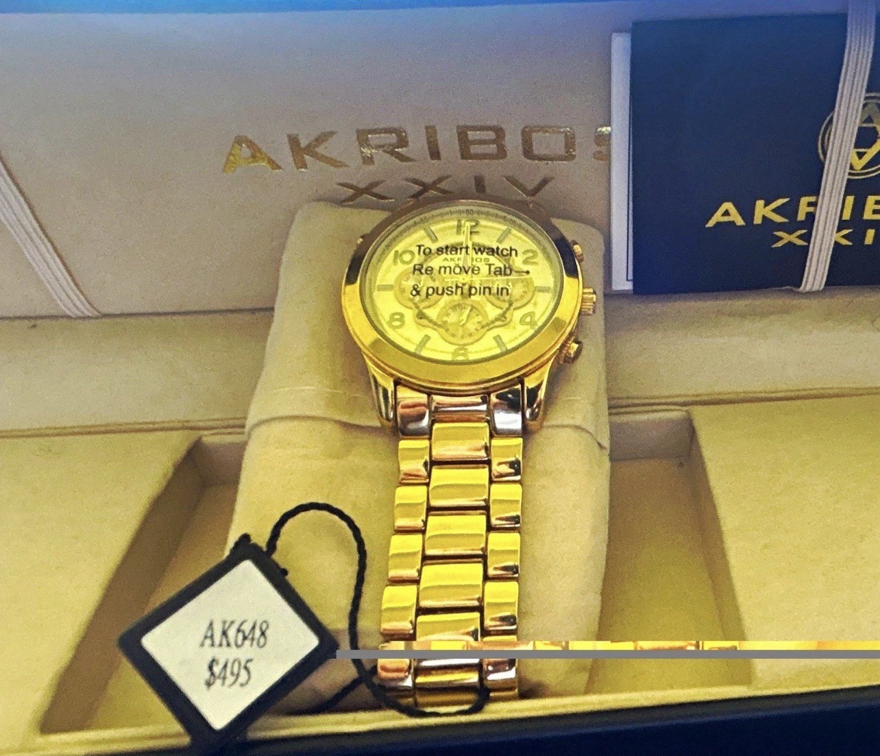 Akribos XXIV AK648 Women’s Gold Tone Quartz Multifunction Bracelet Watch w/ Box