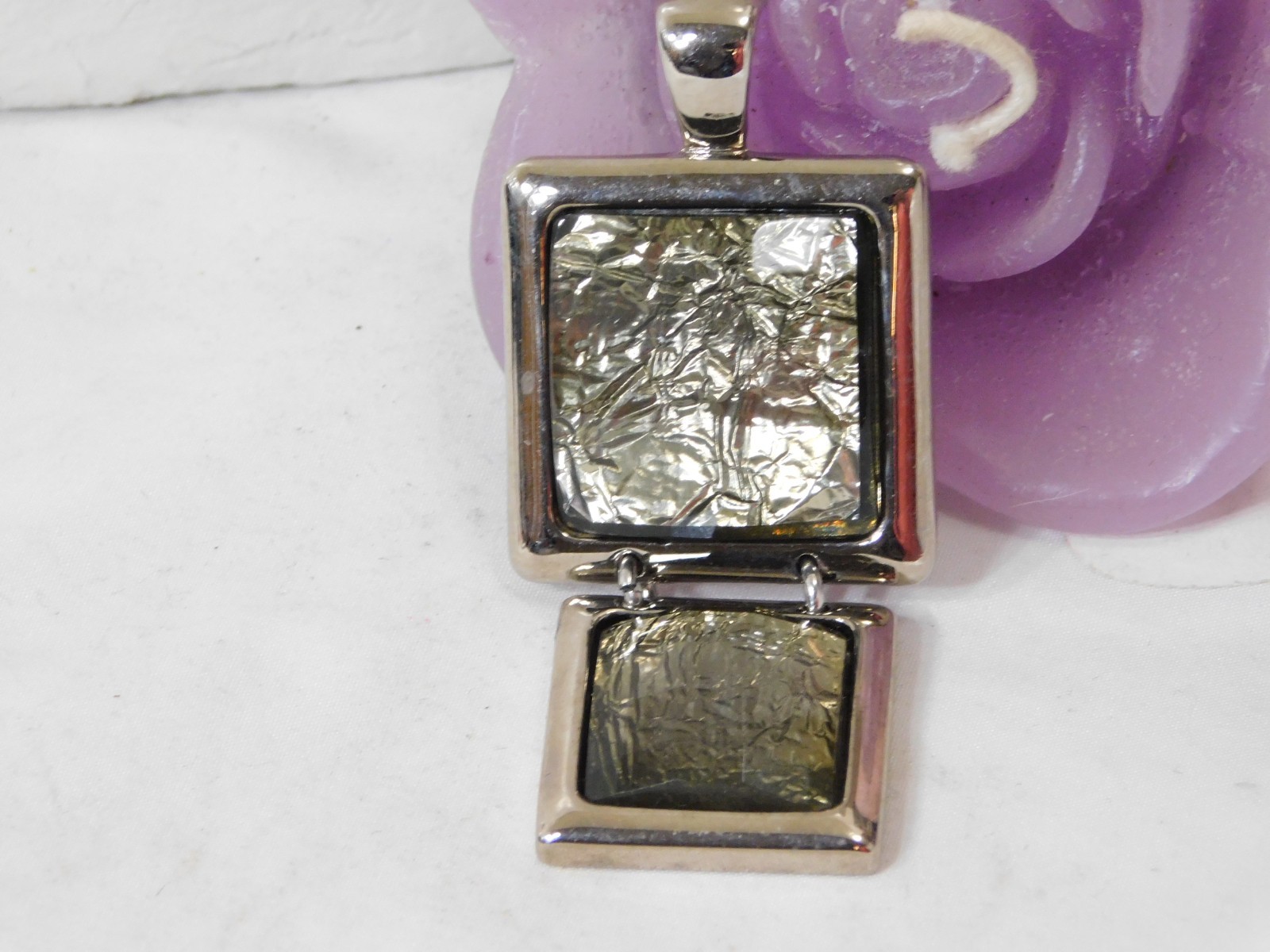 Beautiful Lia Sophia “FLUX” Pendant/Slide, Silver w/Avocado Tone, Unique, NWOT