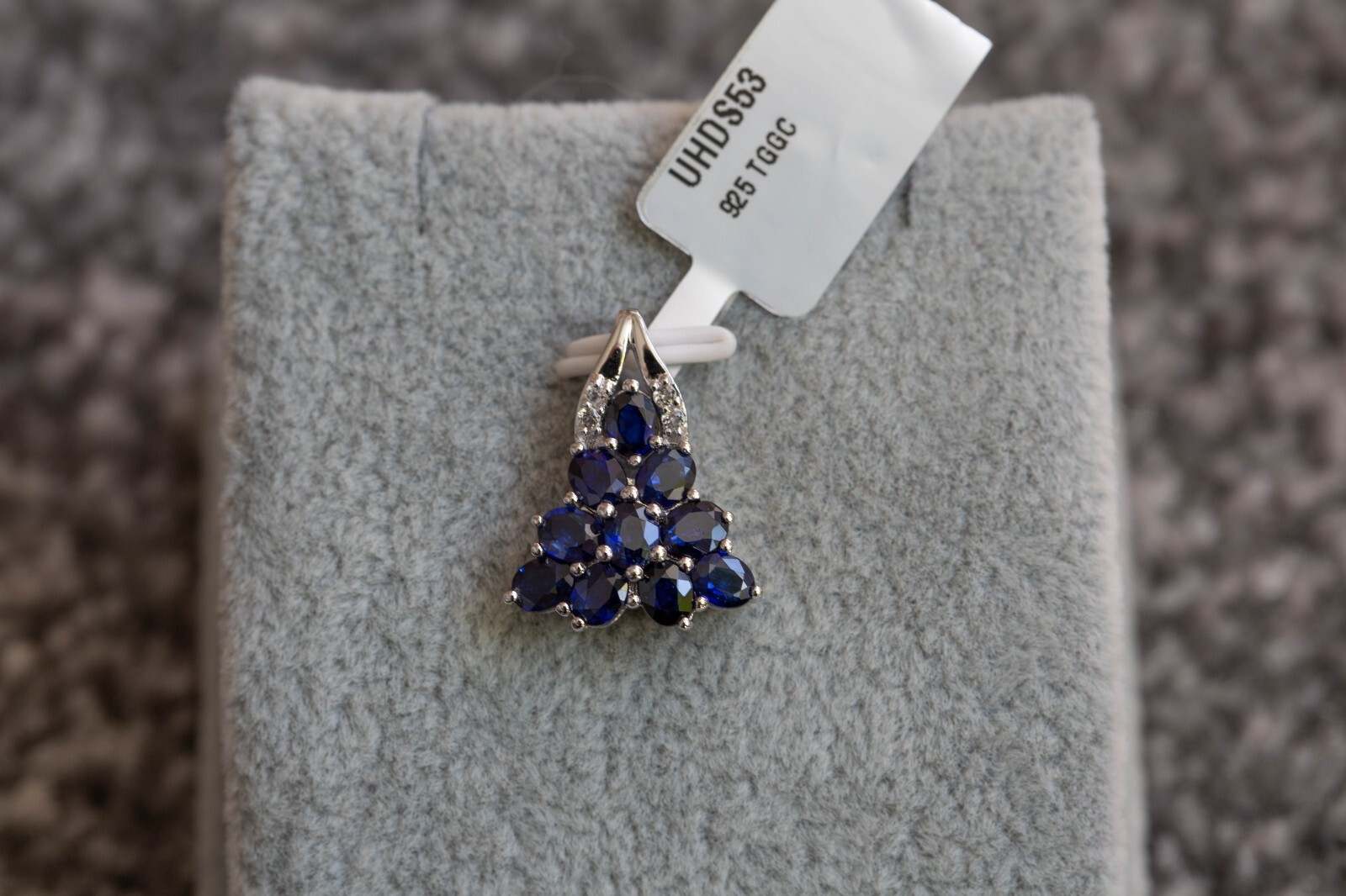 Ceylon Sapphire & white Topaz Sterling Silver Pendant only