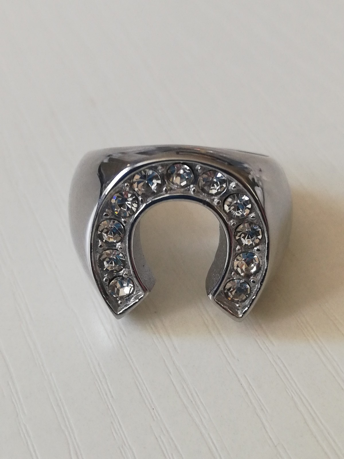 Horse Shoe Titanium Stainless Steel Silver Tone Biker Ring Size 8,9,10,11,12,13
