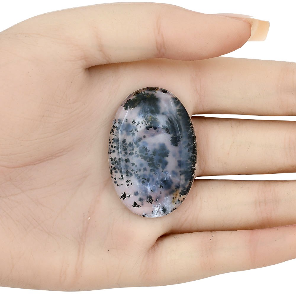 Natural Robinson Ranch Plume Agate 40.7×27.6×5.4 mm Oval Gemstone LS02198-33