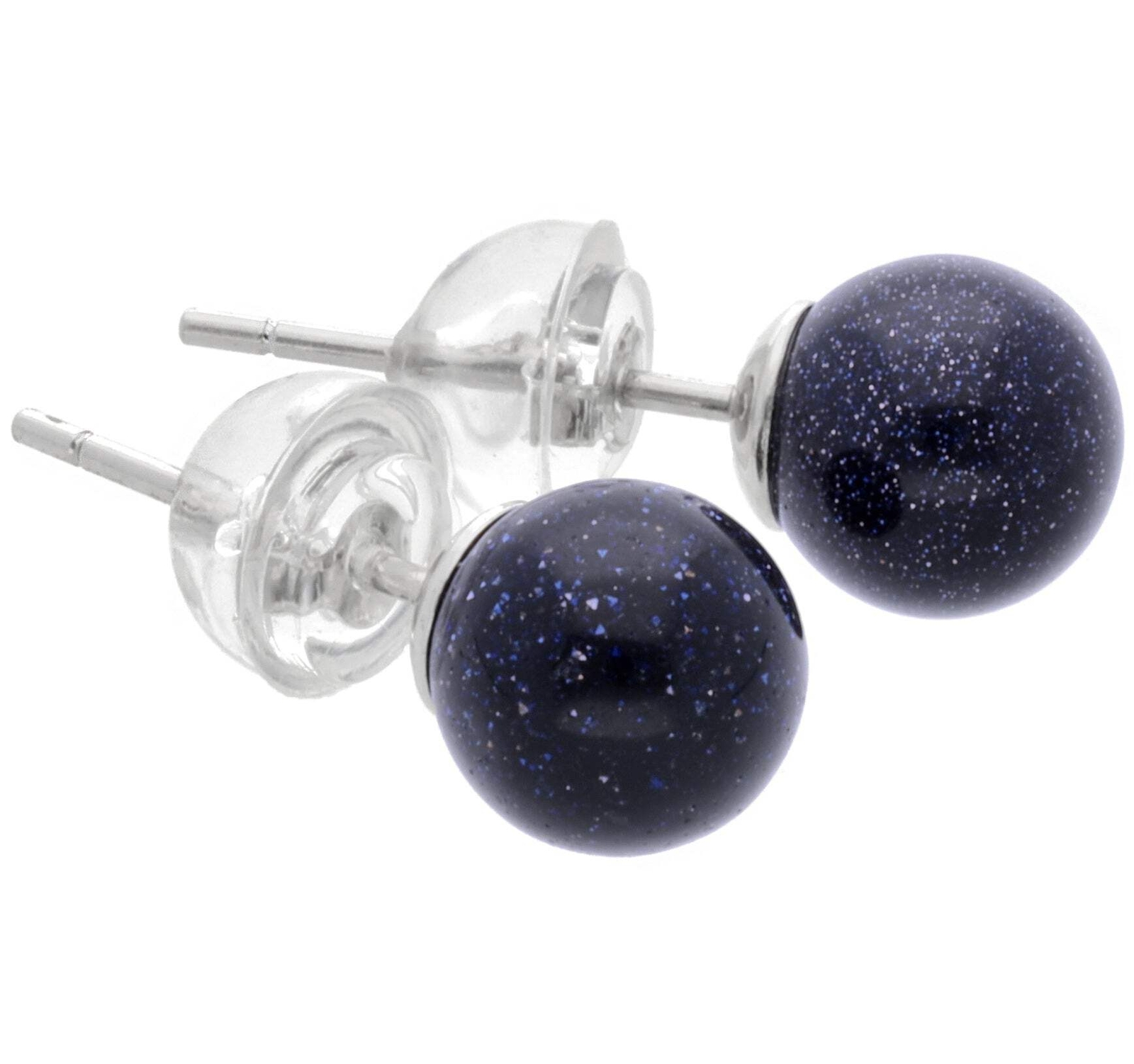 Blue Flux Stud Earrings 6mm Ball Gemstone Earrings 925 Silver | Jewellery