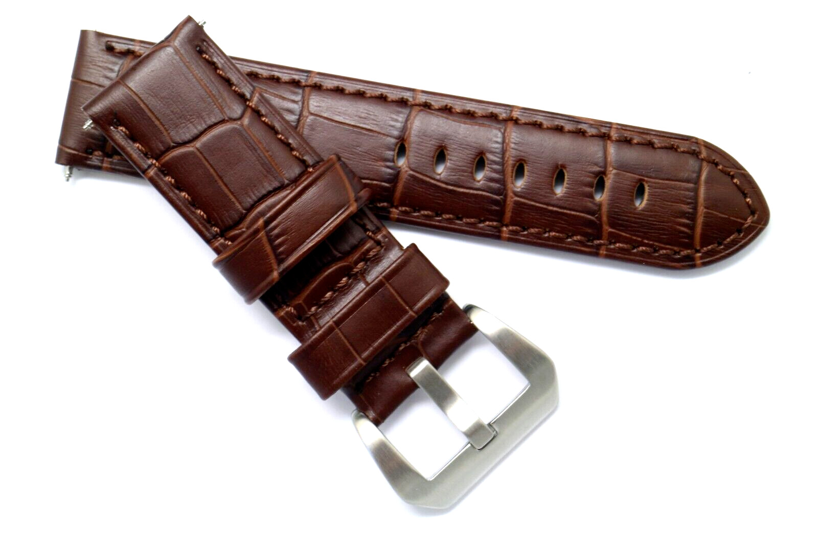 24mm Brown Croco Embossed Leather Replacement Watch Strap – Panerai 24 & Others