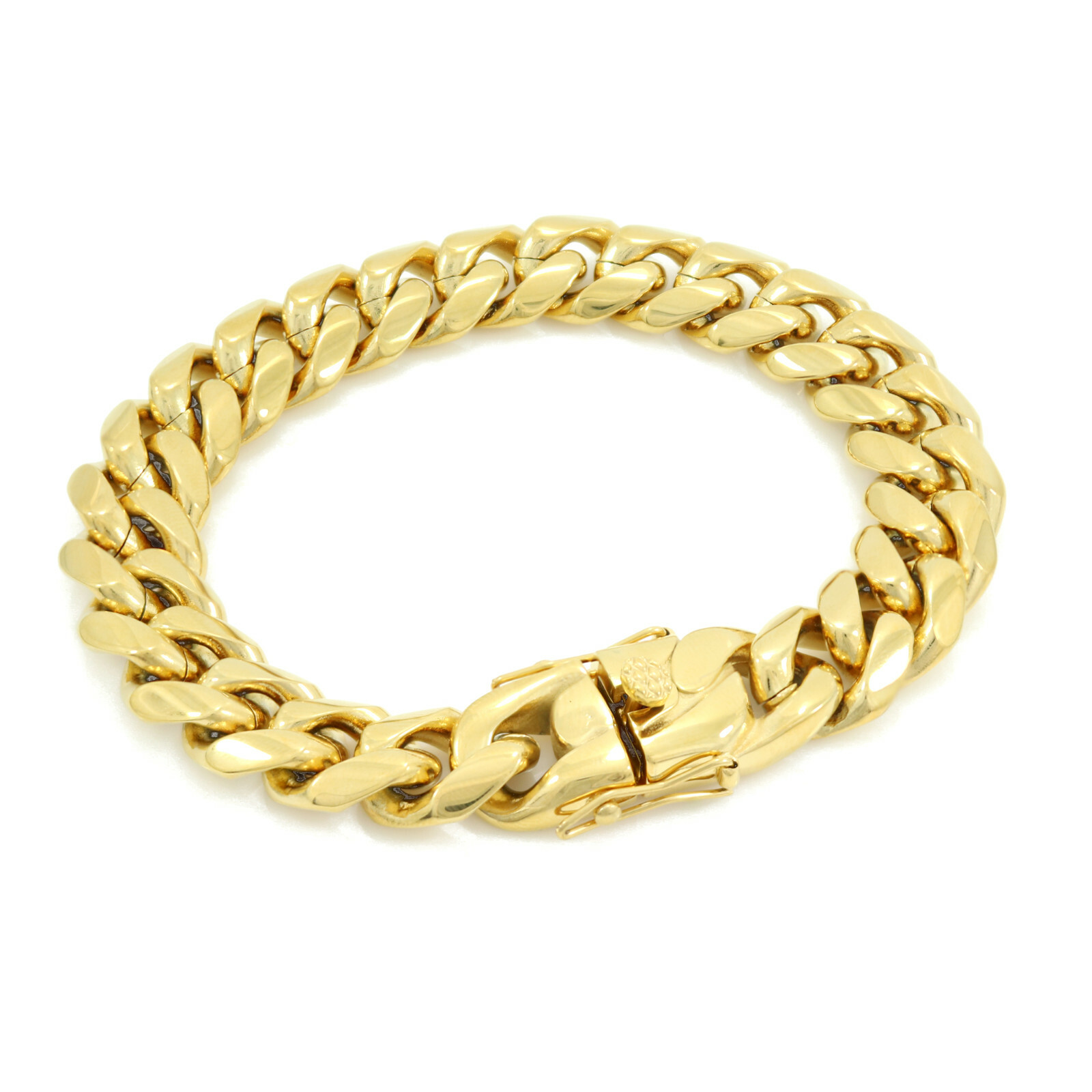 9inch Long Solid 18K Gold Plated 6mm-18mm Miami Cuban Curb Link Chain Bracelet