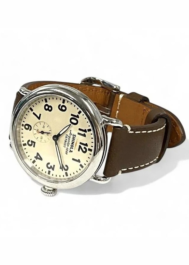 Shinola The Runwell Cream Men’s 47mm Dial Leather Strap Argonite 1069 Watch