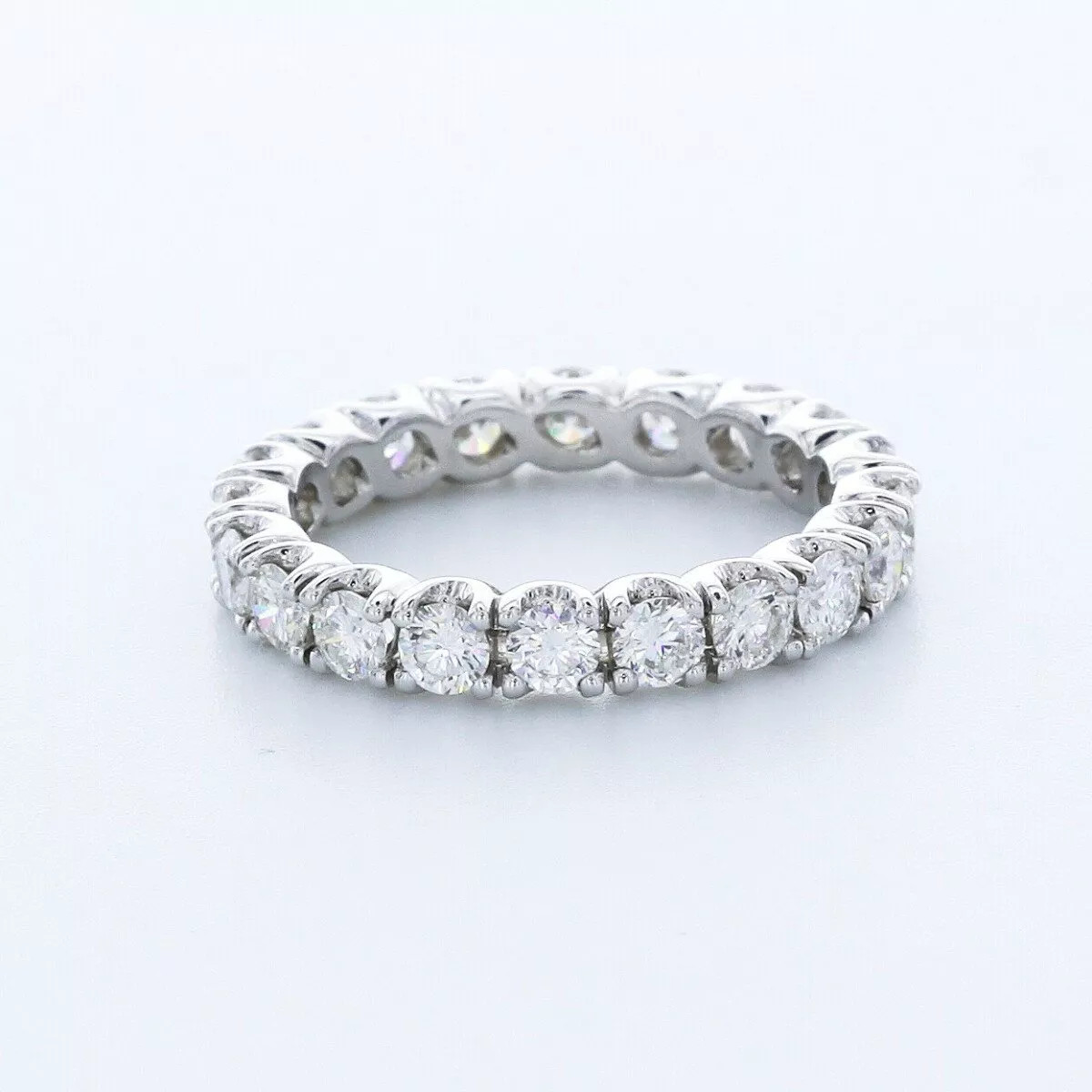 Solid 14K Gold Eternity Wedding Ring Classic 1.37 CT Round Natural Diamond F VS2